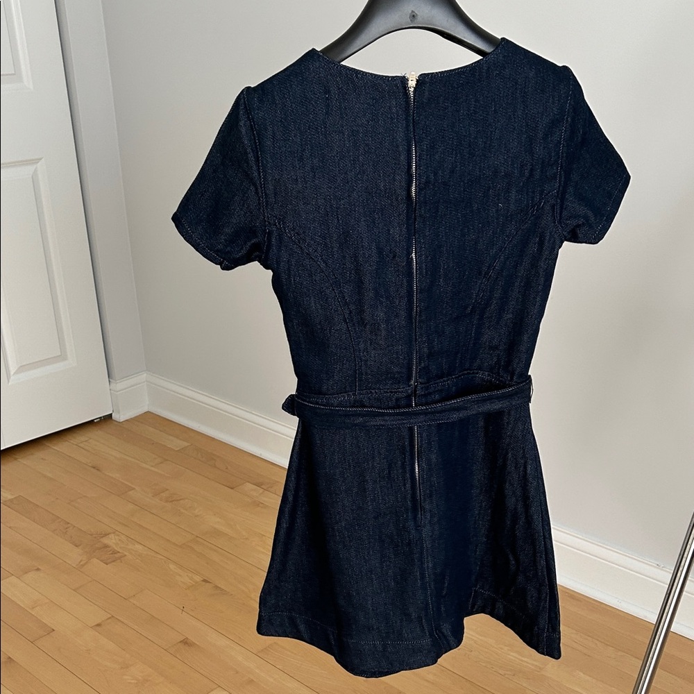 7 For All Mankind Dark Blue V-Neck Mini Dress - Picture 6 of 6
